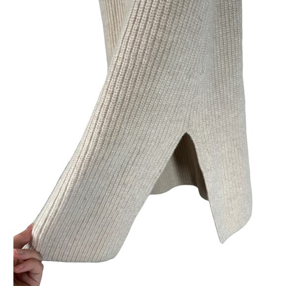 Theory Embree Charmant Mock Neck Tunic Sweater Beige Medium Wool Cashmere - Picture 8 of 10